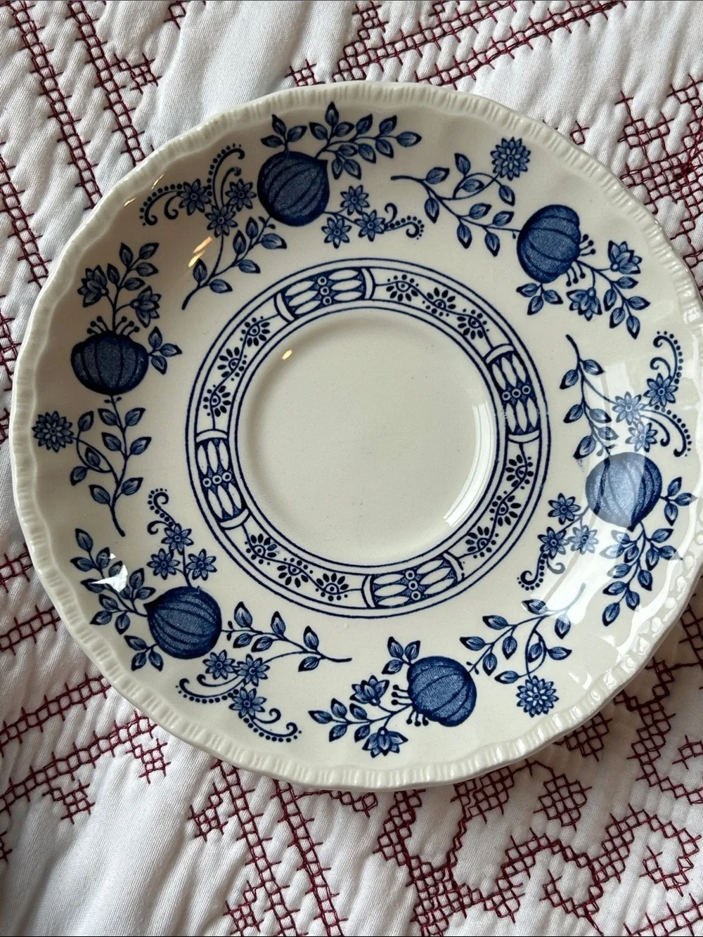 Vintage Enoch Wedgwood Blue Heritage/Blue Onion Saucers Set of 2